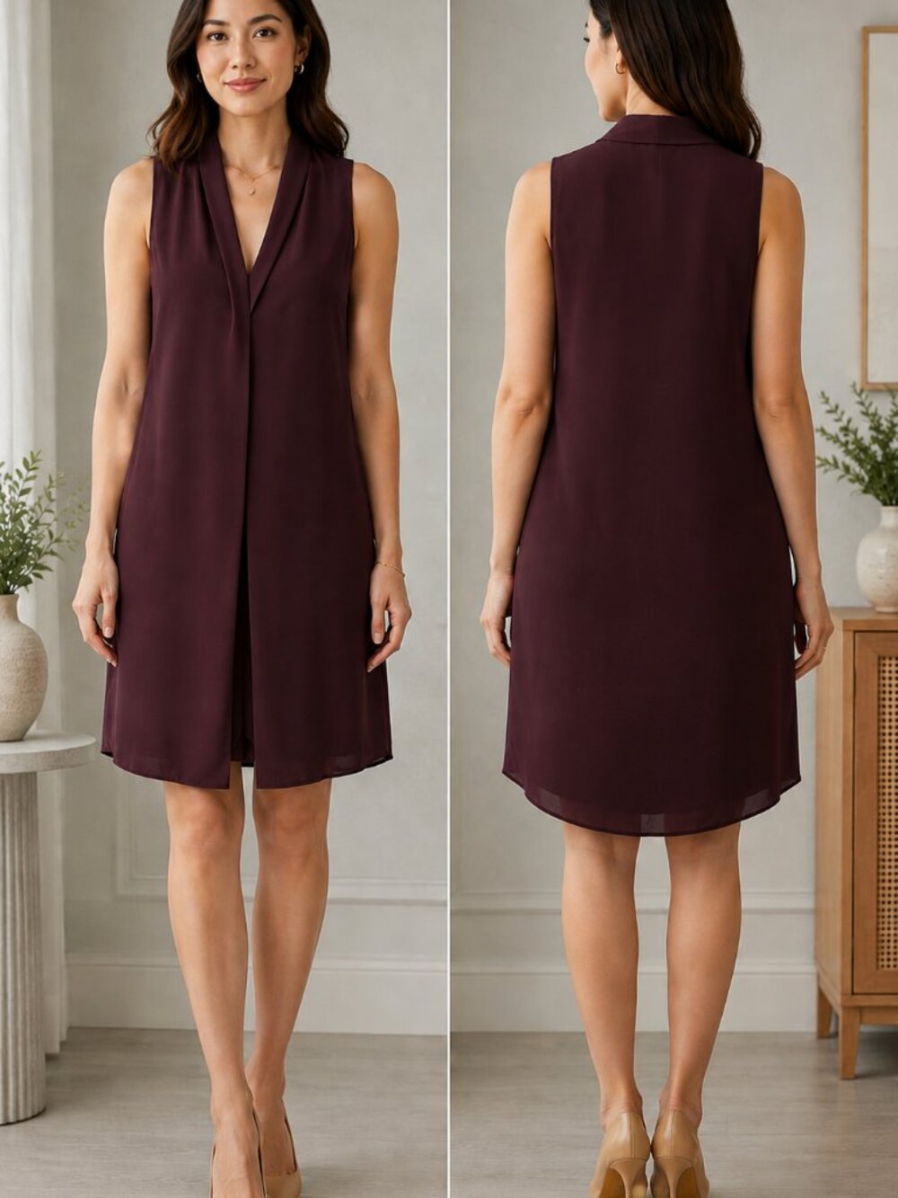 Wilfred Aritzia Monge Dress Burgundy Wine/Plum XS Japanese Fabric Silk Trim